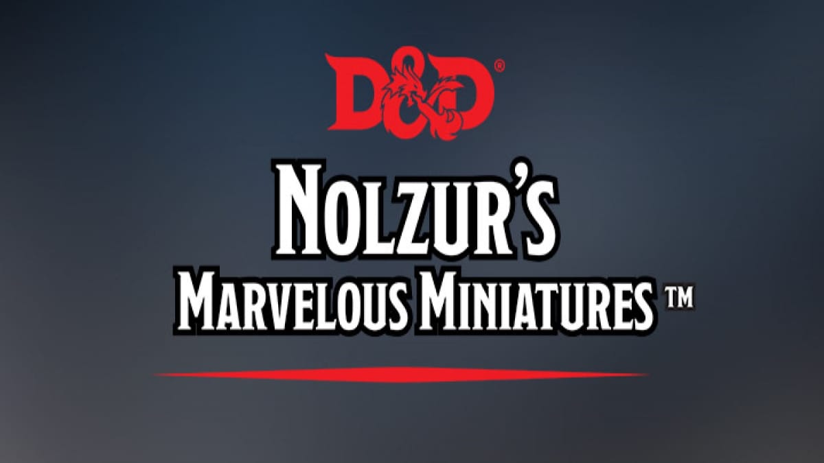 A promotional logo for the D&D mini line Nolzur's Marvelous Miniatures
