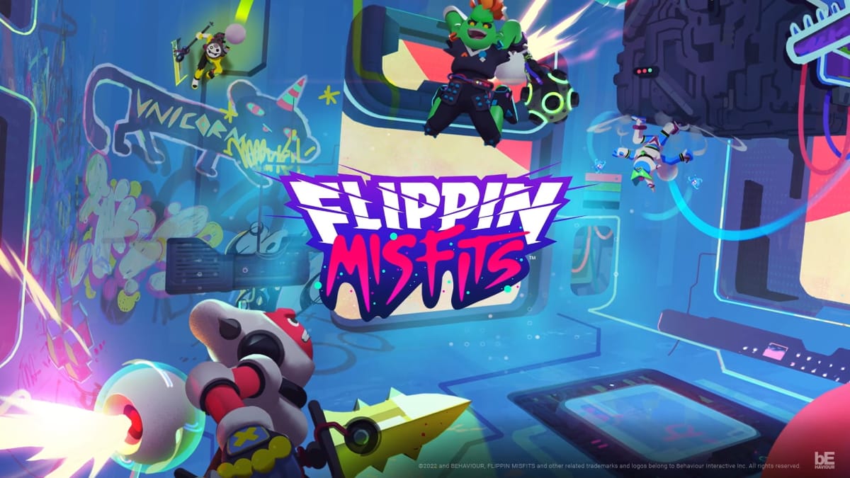 Two misfits jet towards one another wielding bats in the key art for Flippin Misfits