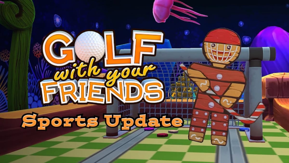 Golf With Your Friends update image showing off a goalie that players can take on.