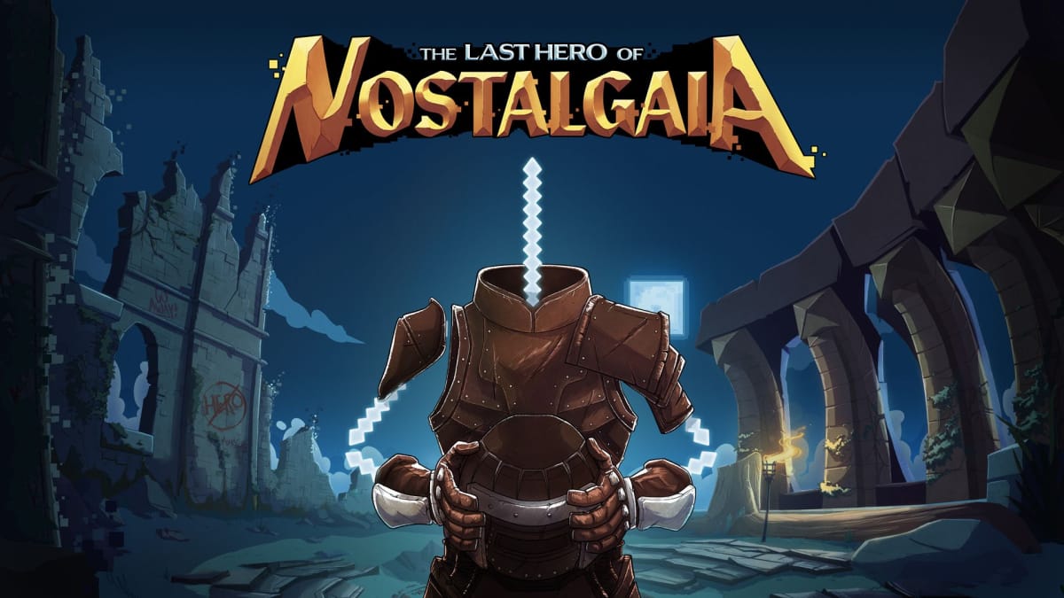 The Last Hero of Nostalgaia screenshot showing off an empty suit of armor with no head or arms.