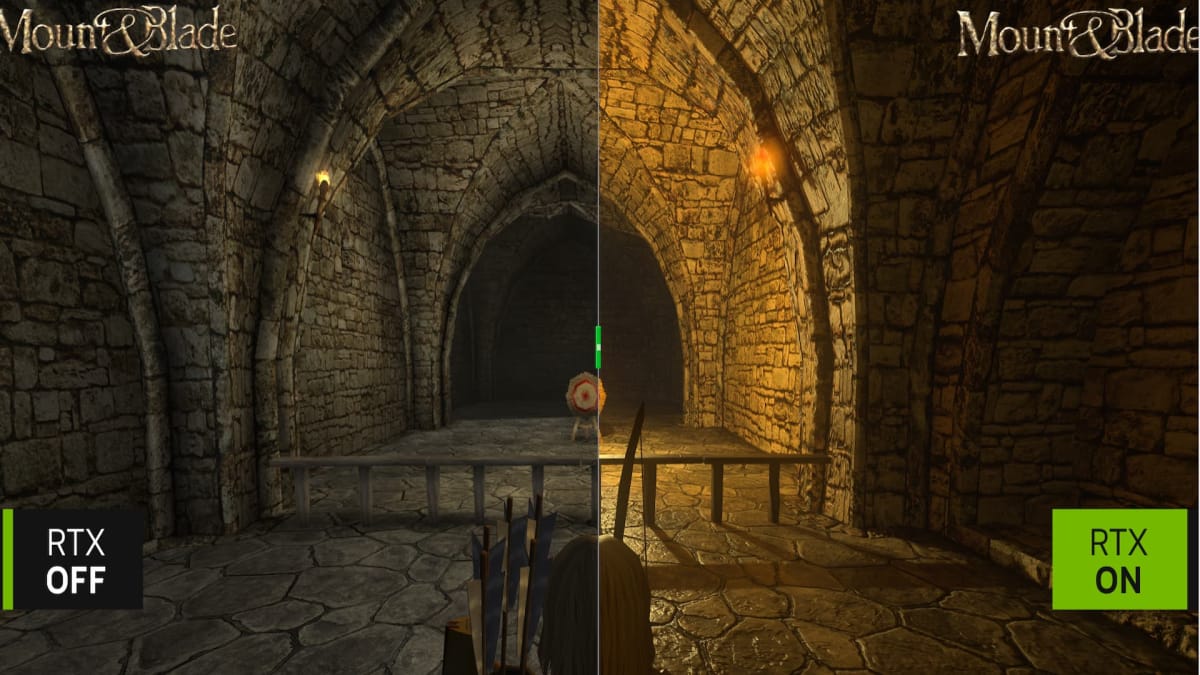 Mount and Blade Before and After Screenshot using the RTX Remix 