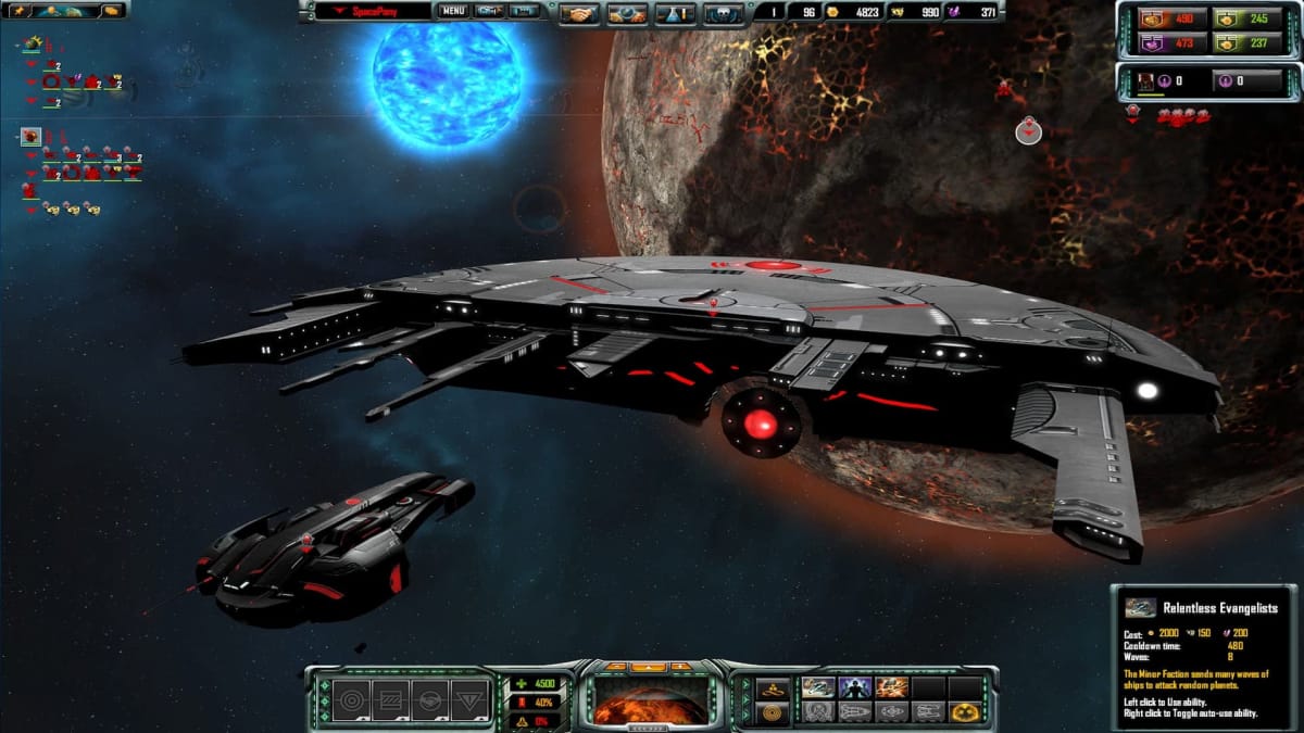 Sins of Solar Empire 2 Gameplay screenshot of ships headed towards a new red and yellow firey planet