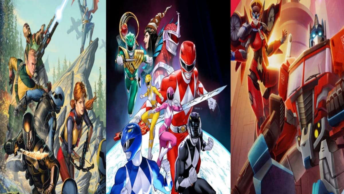 Cover artwork showing GI Joe, Power Rangers, and Transformers