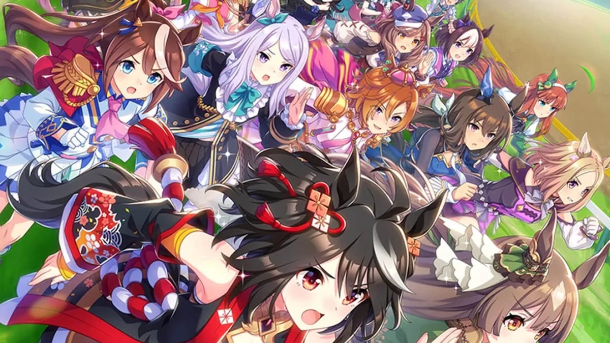 Several of the anime-style characters available in the mobile gacha game Uma Musume