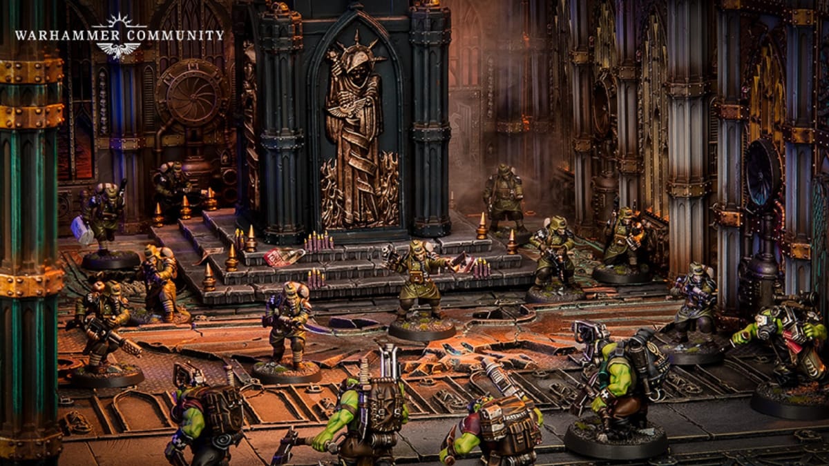 A scene of miniatures from the new Warhammer 40,000 Kill Team set
