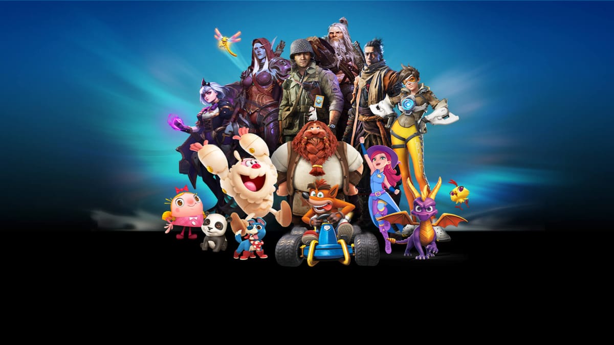 Several characters from Activision Blizzard franchises, including Crash Bandicoot, Spyro the Dragon, and Wolf from Sekiro: Shadows Die Twice