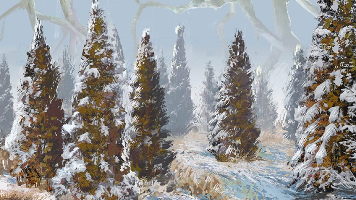 Deciduous trees in snow covered Kaldheim