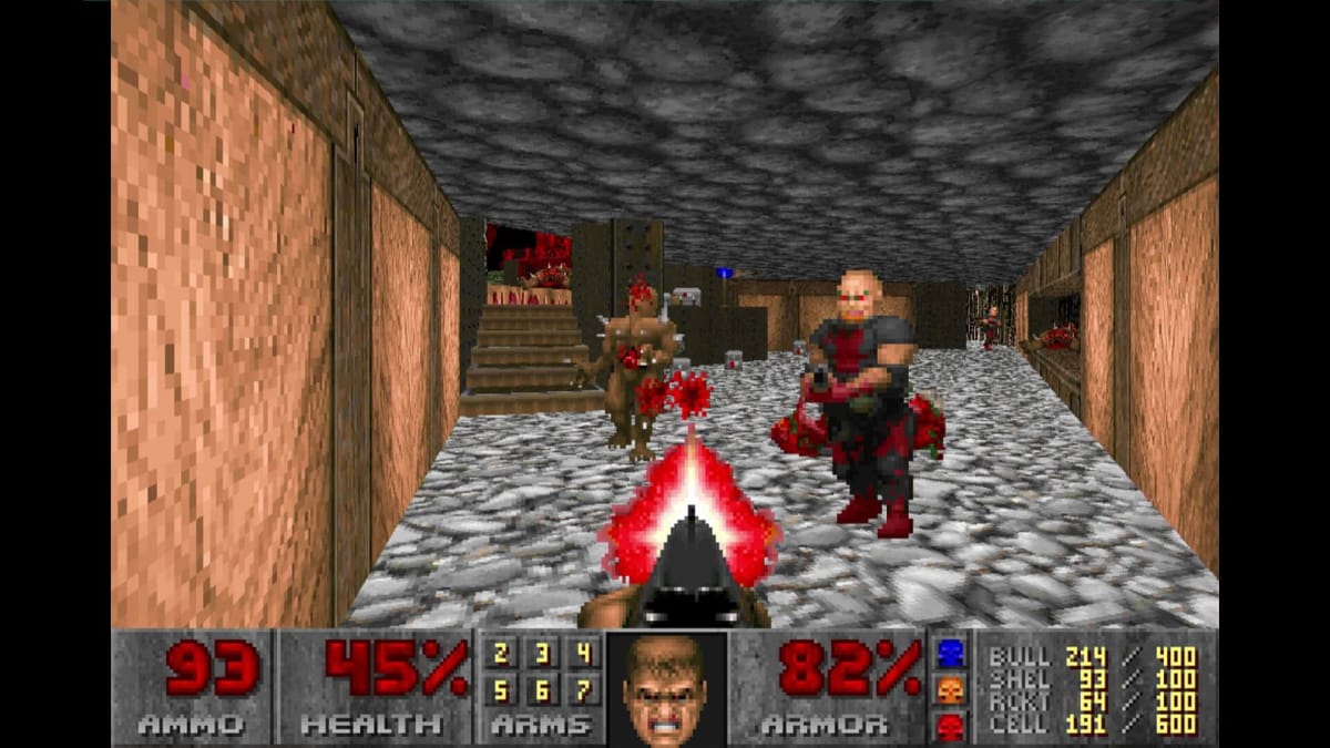 A Doom screenshot showing off gameplay of the 1993 classic.