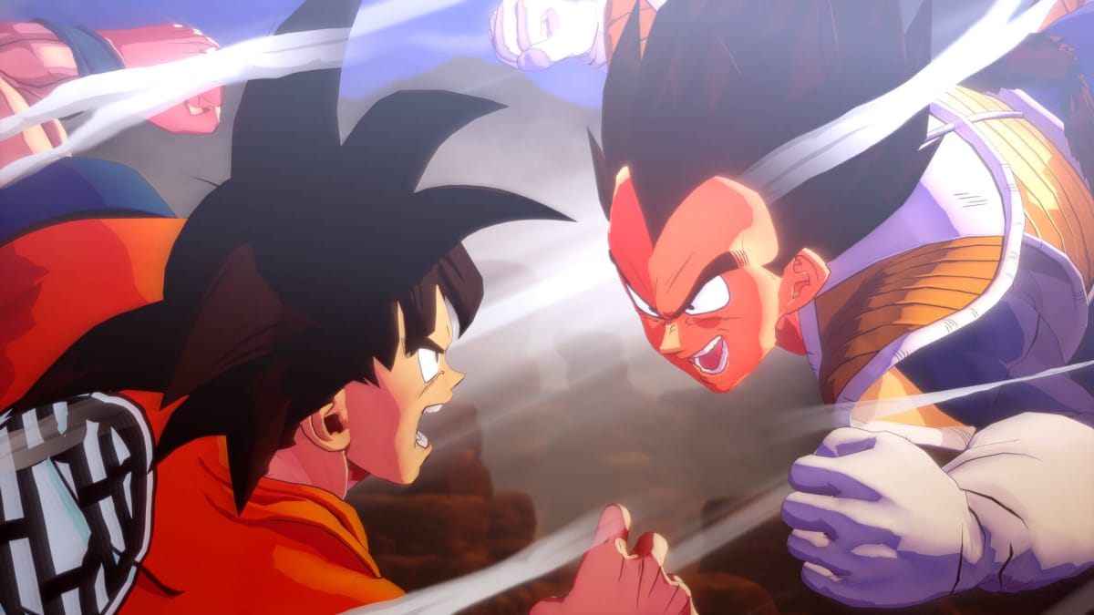 Goku and Vegeta fighting each other in Dragon Ball Z: Kakarot