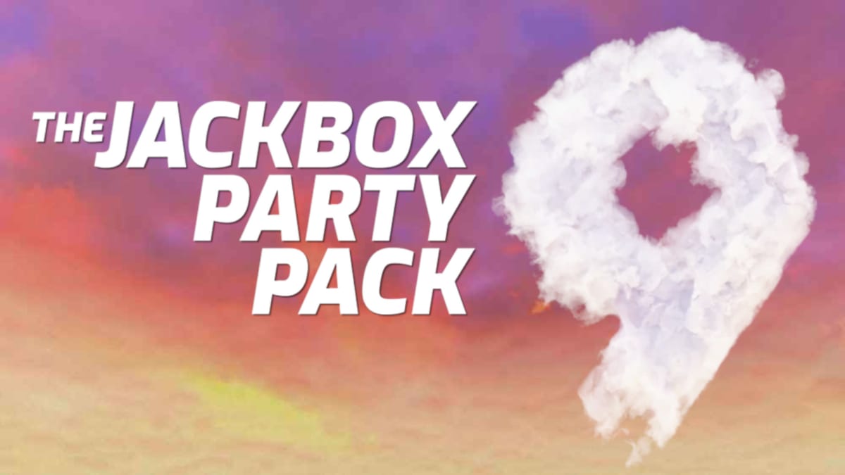 The logo for the Jackbox Party pack nine set across a sunset background