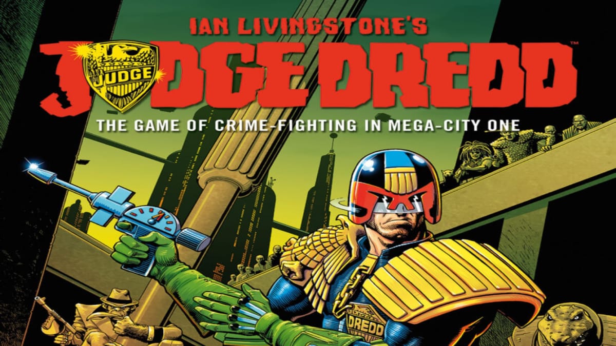 Promotional box art for the 2022 Judge Dredd board game