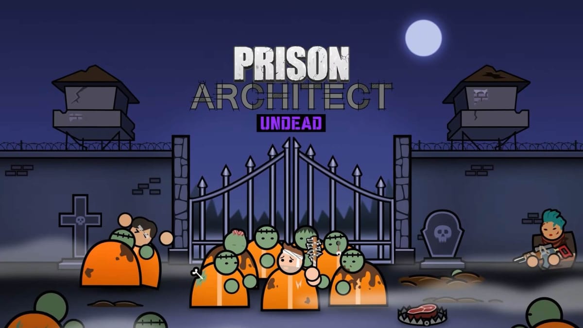 Prison Architect - Undead key art showing how you'll have to deal with the undead now.
