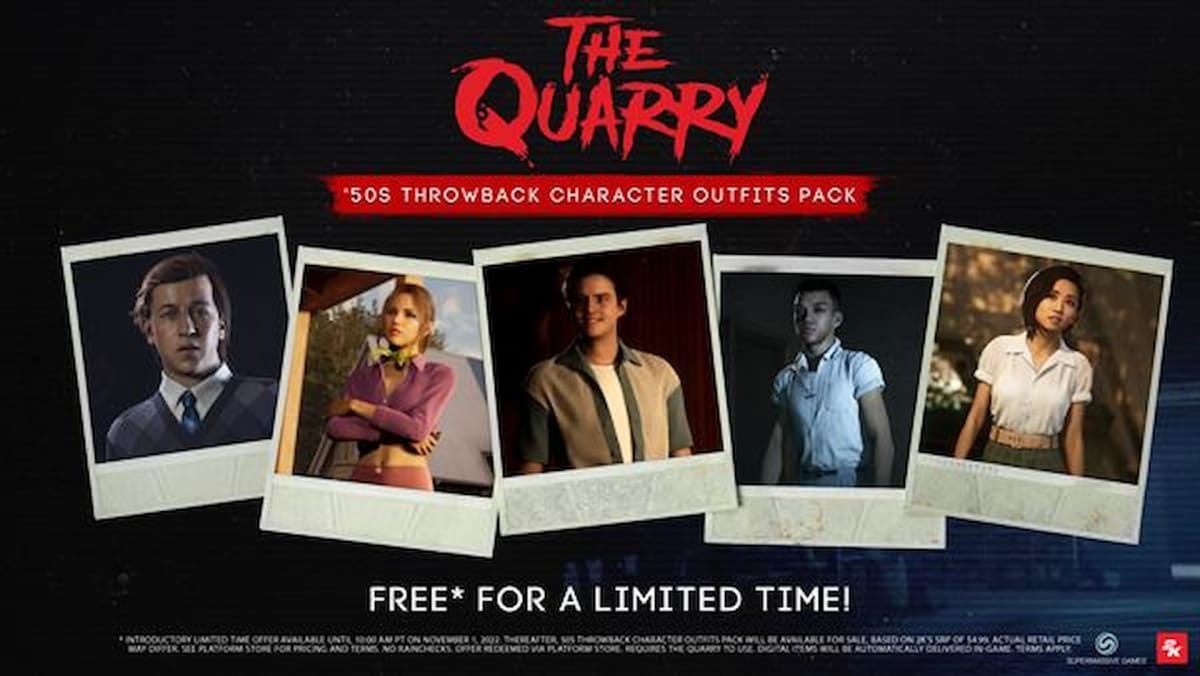 The quarry DLC update header image showing the newest outfits coming right out of the 1950s