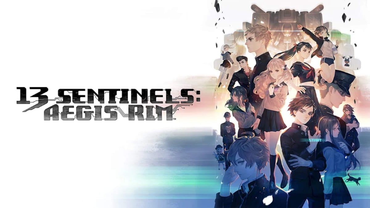 13 Sentinels: Aegis Rim Sales header showing off the logo and characters from the game.