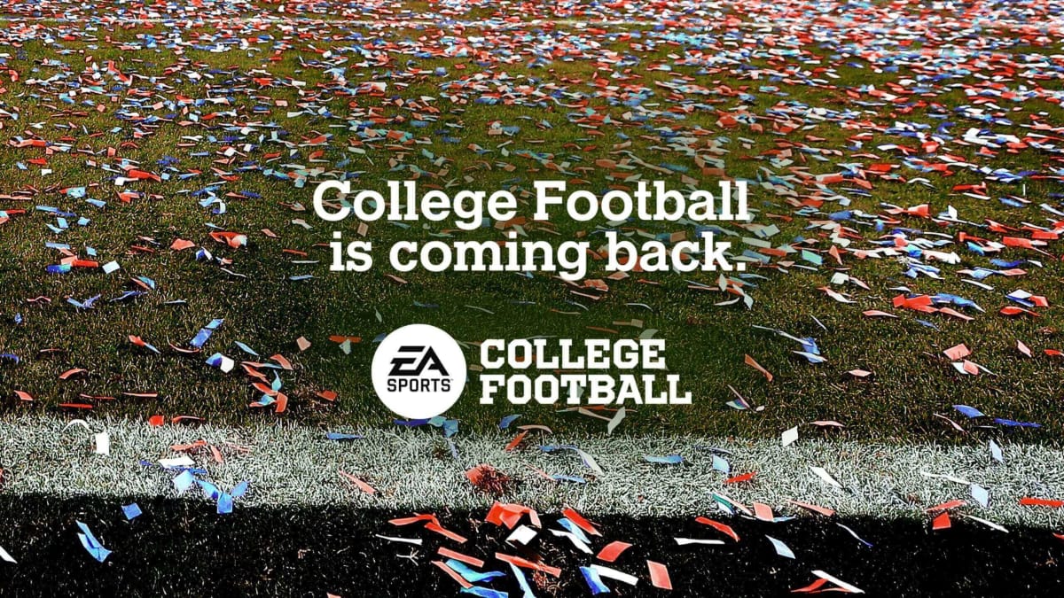 A banner proclaiming that EA Sports College Football is coming back