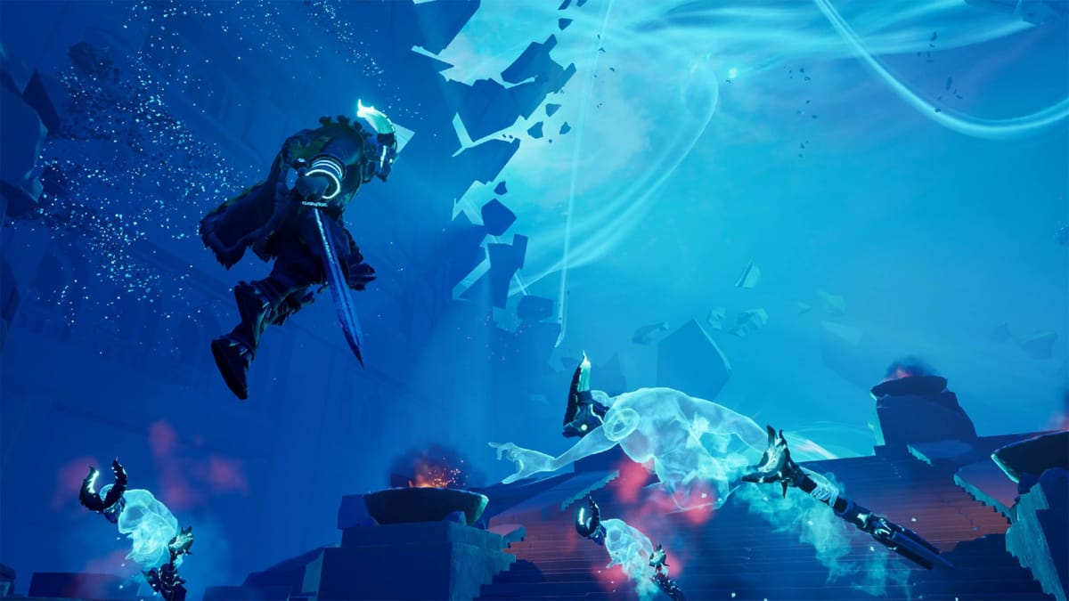 Frozen Flame roadmap image shows a player leaping toward an enemy with his axe ready to chop down.