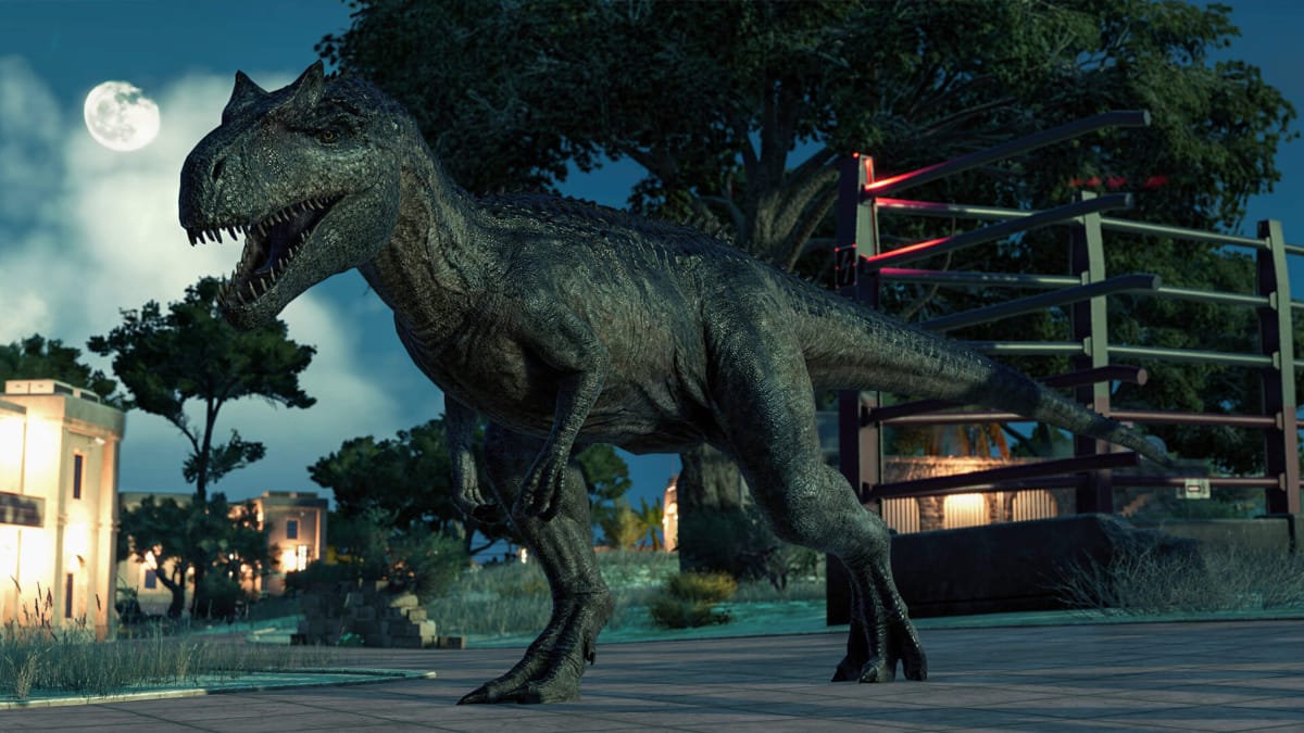 The fearsome Allosaurus in the newly-announced Jurassic World Evolution 2 DLC Dominion Malta