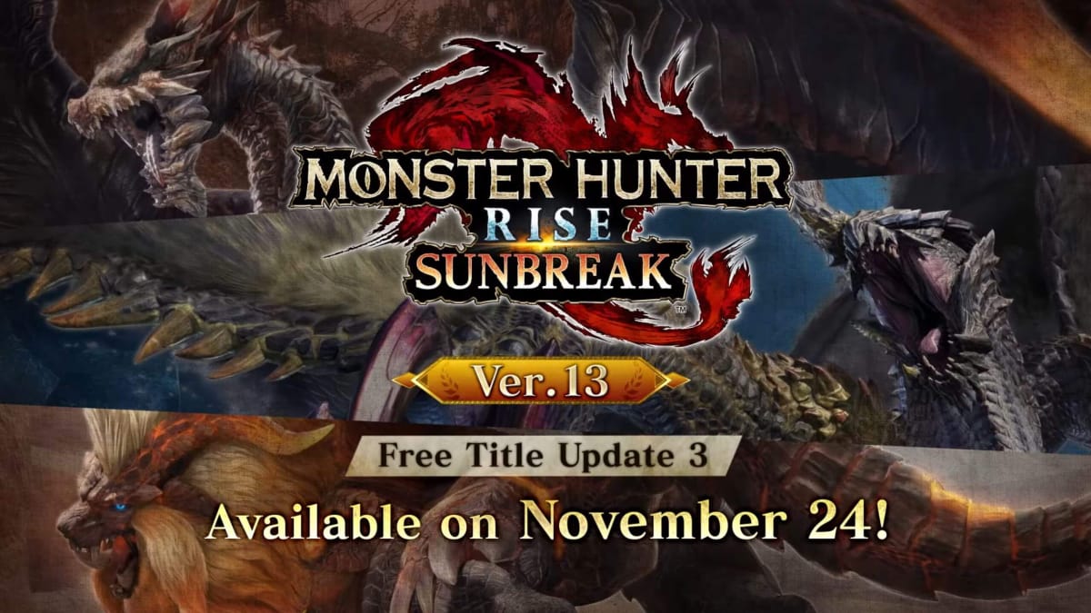 A banner showcasing the Monster Hunter Rise: Sunbreak Title Update 3 release