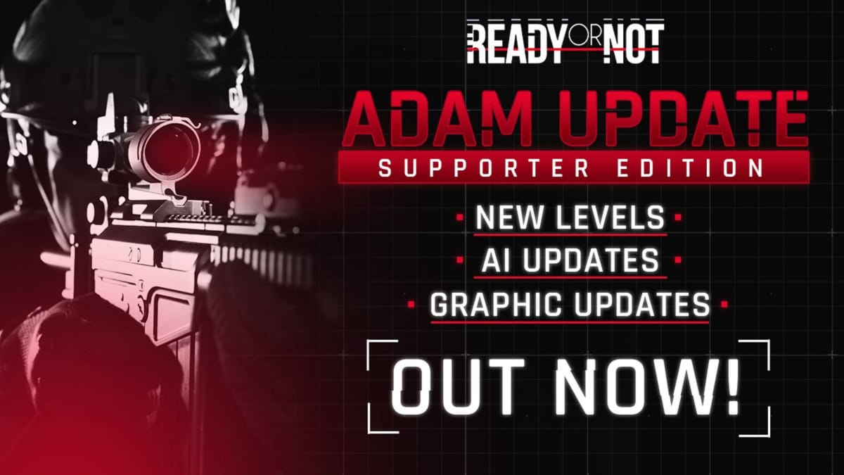 A banner advertising the new Ready or Not November update, which adds new levels and more