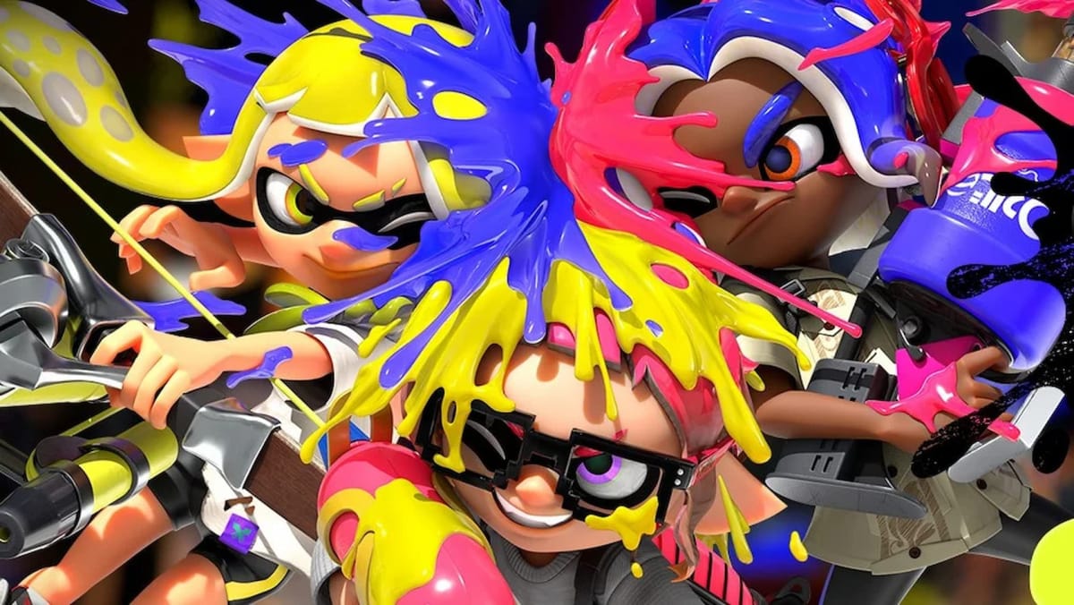 Splatoon 3 header image of the characters being splatted with paint, Splatoon 3 Chill Season update