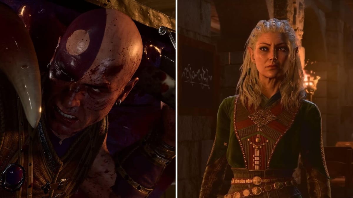 Close up of Legacy characters Minsc and Jaheira from Baldur's Gate 3's Official Launuch Month Trailer