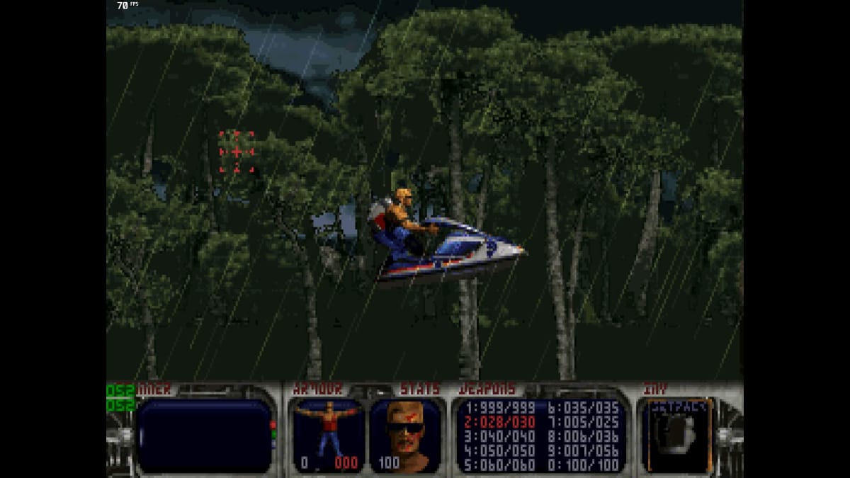 Duke Nukem Forever sidescrolling screenshot with the King himself.