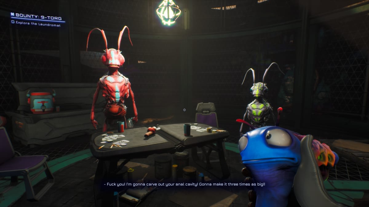 The player with Kenny talking to two ants in High On Life