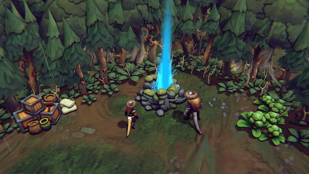 A new Storm Water Geyser feature in the Against the Storm Rainpunk update
