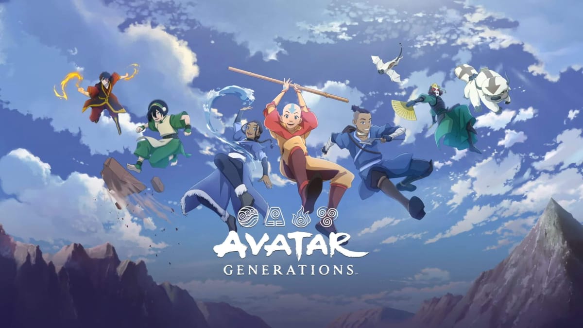 Several characters from the Avatar series in Avatar Generations including Aang, Sokka, Katara, Toph, and more