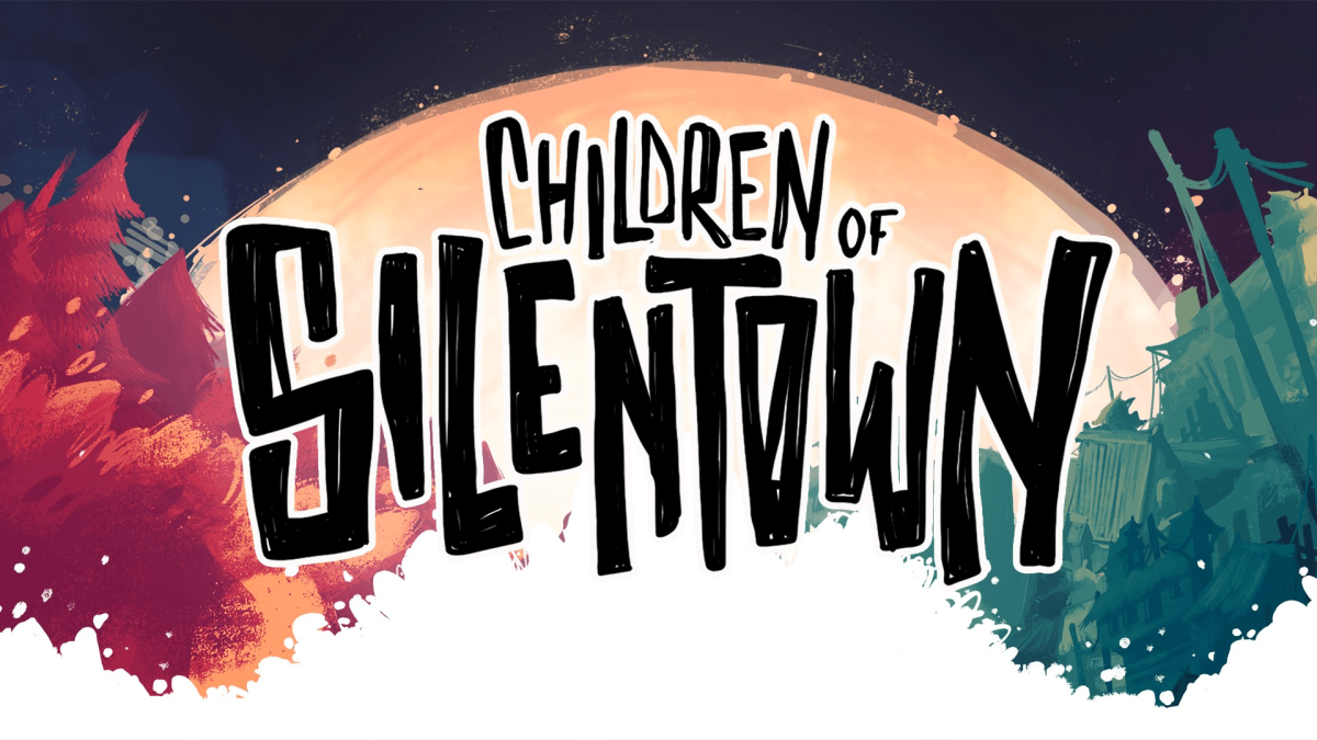 A spread cover of Children of Silentown, showcasing the games logo behind a forest backdrop at night.