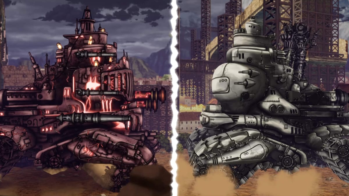 Two huge tanks facing off against one another in Fuga: Melodies of Steel 2