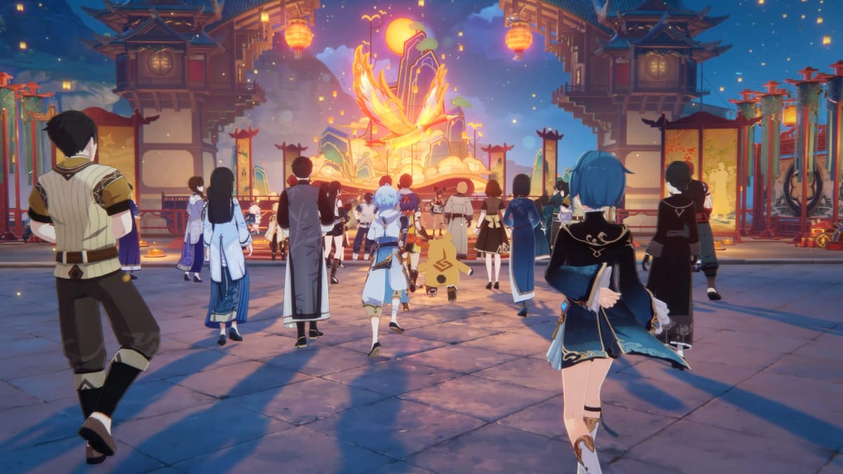 A group of characters celebrating the Lantern Rite in Genshin Impact 3.4