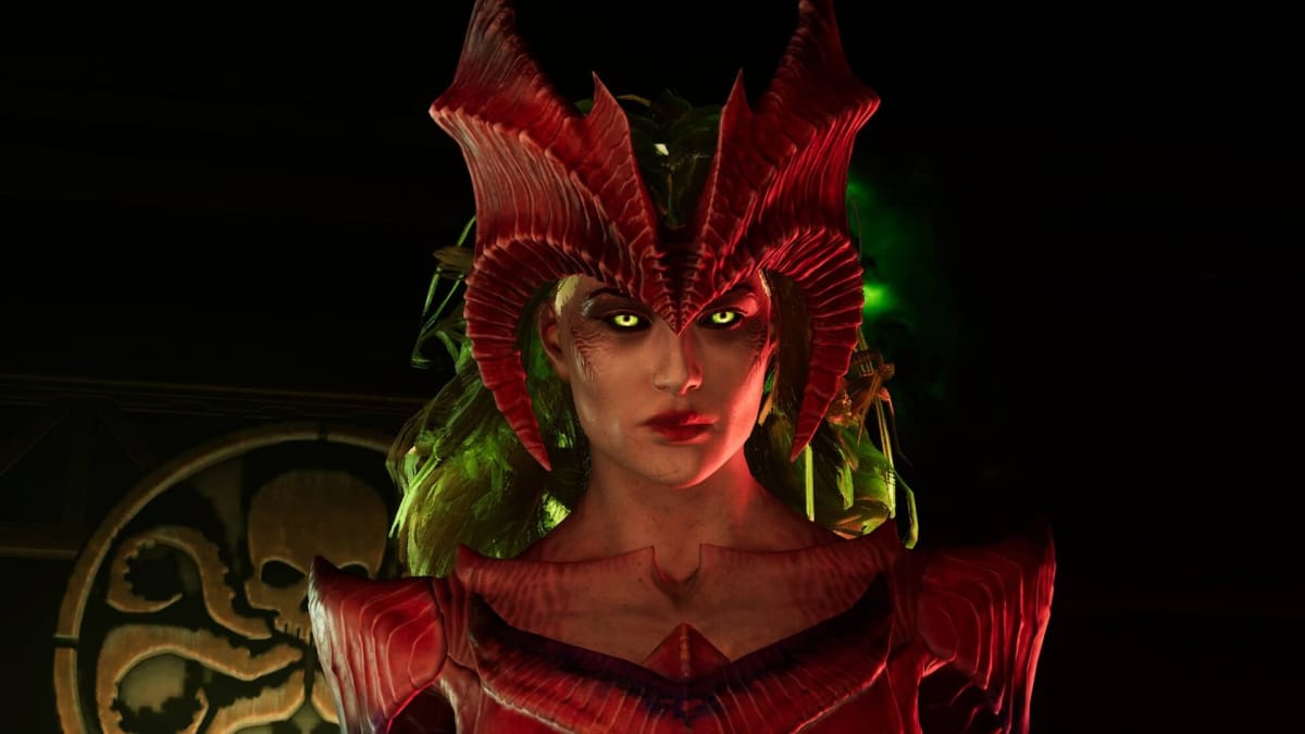 Fallen Scarlet Witch glare in Marvel's Midnight Suns