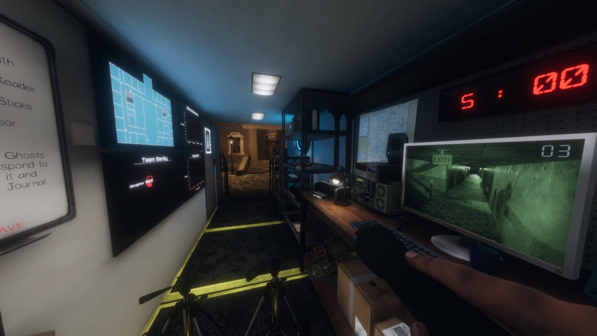 The control room in the spooky ghost game Phasmophobia