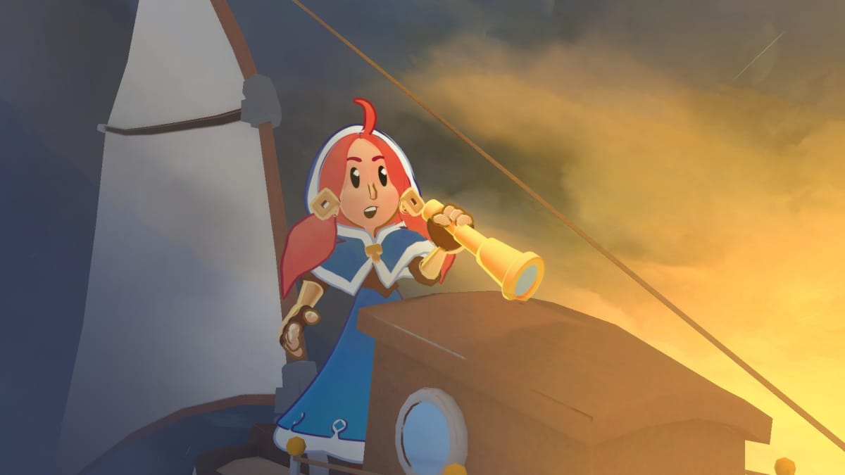 Image of the protagonist from Teslagrad 2 on a flying ship.