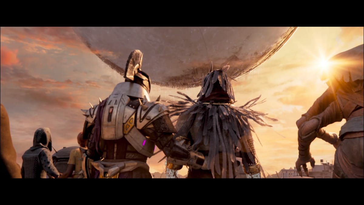 Saint and Osiris watching The Traveler from Destiny 2 Season of the Seraph
