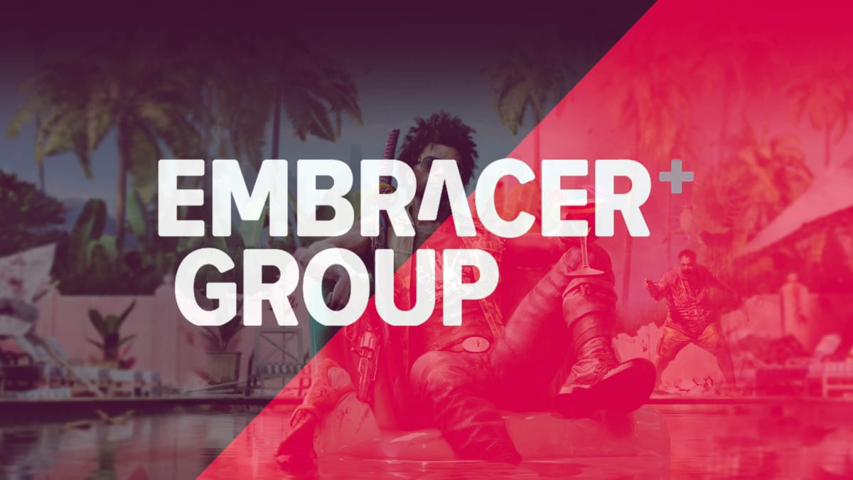 The Embracer Group logo overlaid on a shot of a character from Dead Island 2