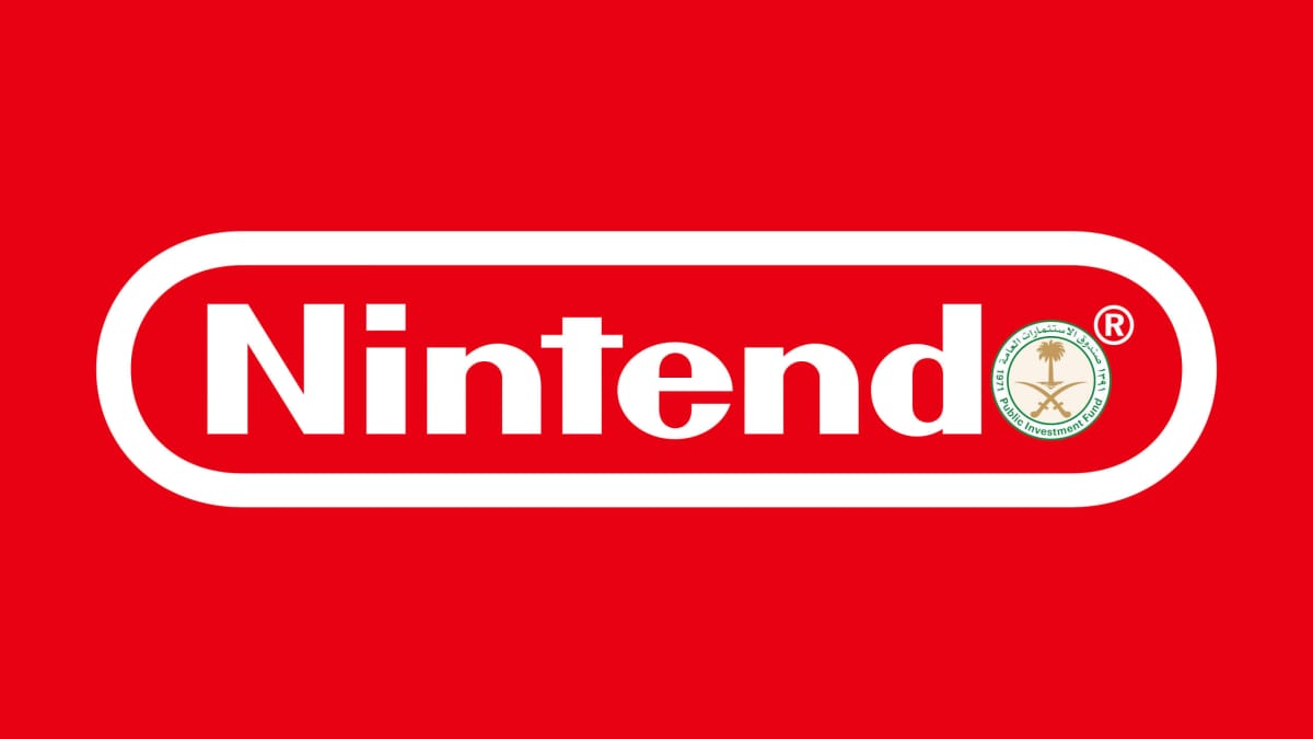 The Nintendo logo with the "O" replaced by the Saudi PIF's logo