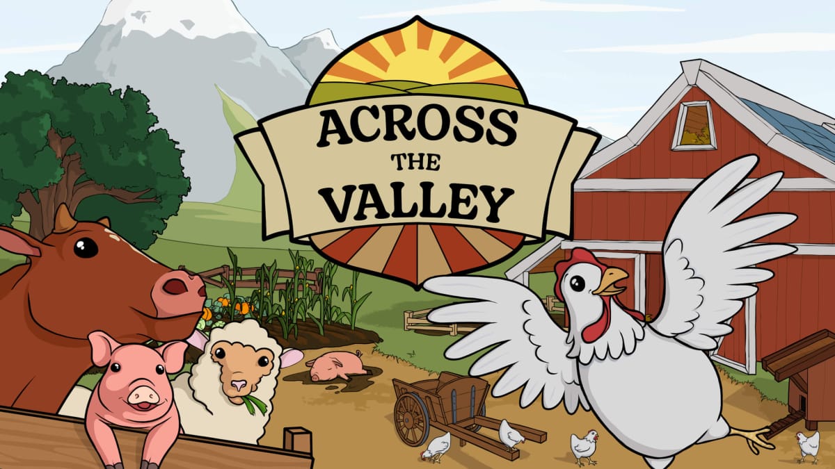 Happy-looking animals in the Across the Valley key art