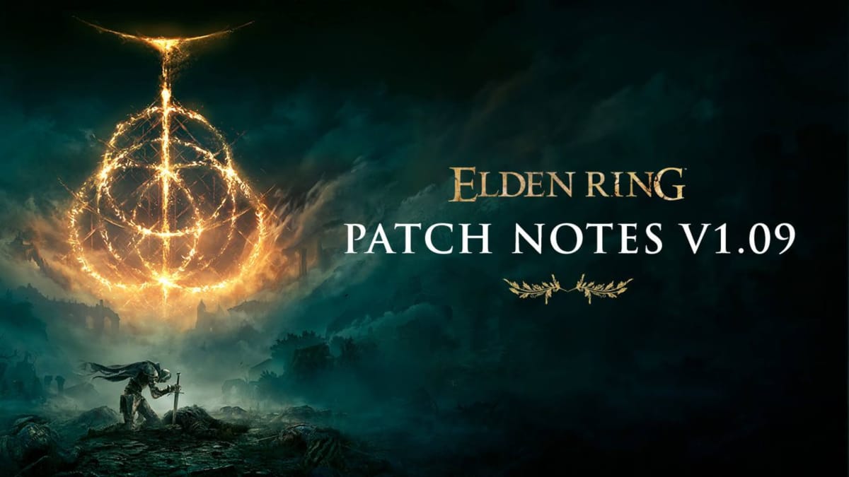 A banner showing the text "Elden Ring Patch Notes v1.09" and the game's artwork
