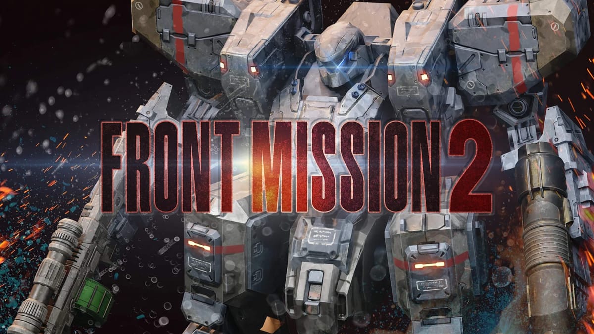 Key art for Front Mission 2, depicting the game's logo and one of its Wanzer mechs