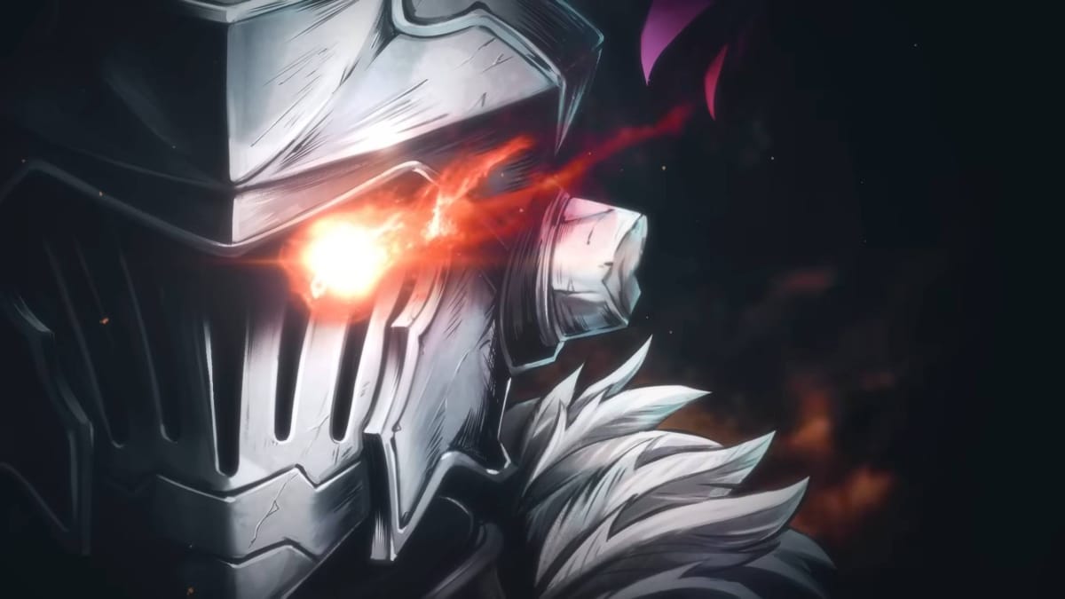 Goblin Slayer Close up of Helmet with Flaming Eye
