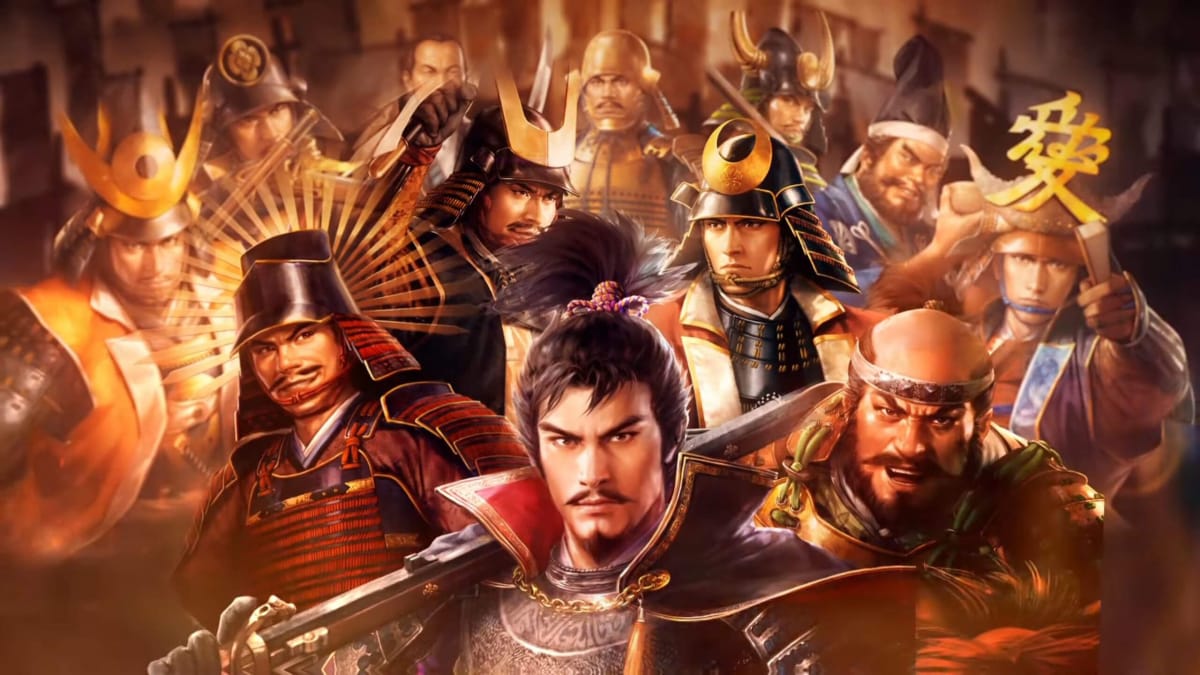 Nobunaga and various other members of the Nobunaga's Ambition: Awakening cast