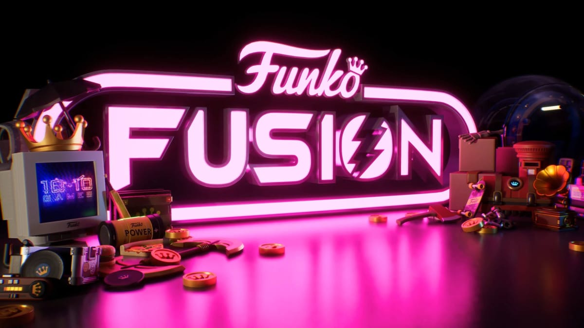 The official neon-drenched logo for Funko Fusion, the new game from 10:10 Games and Funko