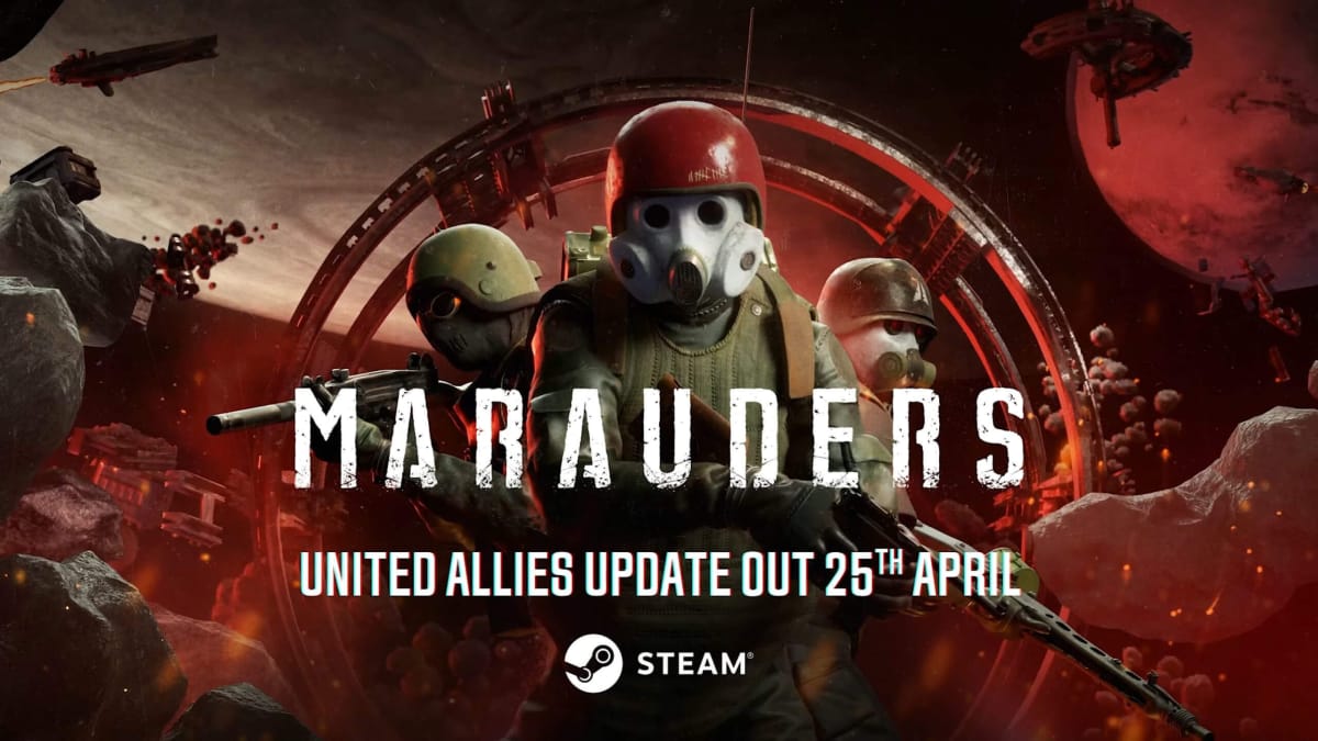 Three gas mask-wearing Marauders in cover art for the Marauders update United Allies