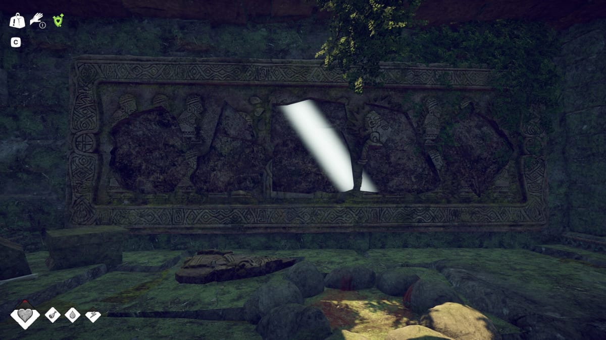 image of a broken wall carving in Survival Fountain of Youth