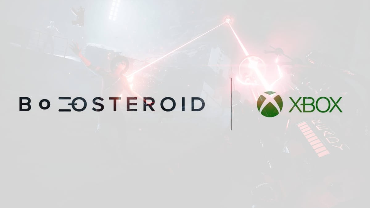 The Boosteroid and Xbox logos overlaid on a shot of Deathloop