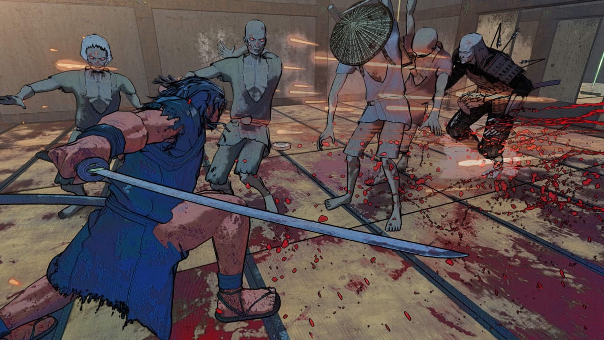 A warrior slashing a group of zombies in Ed-0: Zombie Uprising