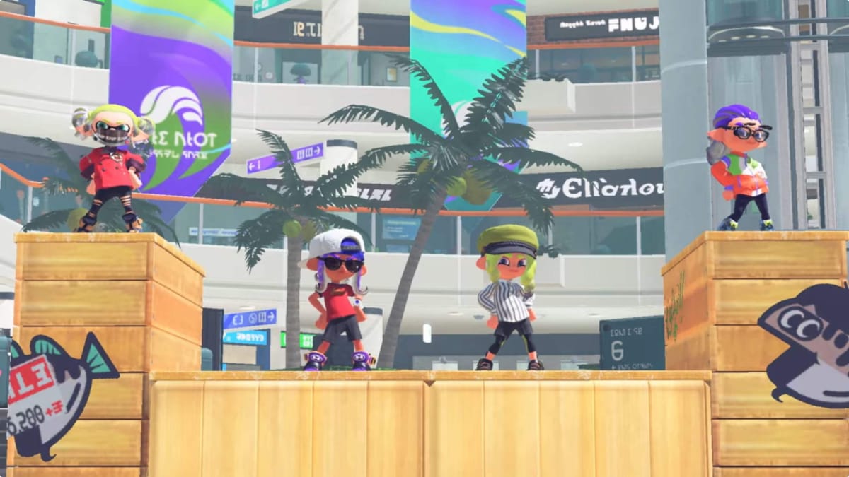 Four Inklings posing to mark the announcement of Splatoon 3 Sizzle Season 2023