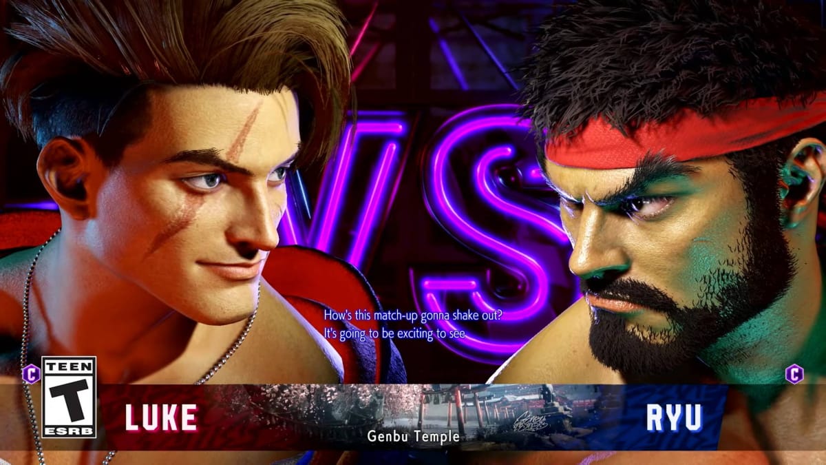 Street Fighter 6 Ryu vs Luke Matchup screen